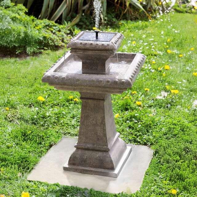 Pizzaro Solar Bird Bath Water Feature with Lights 80cm