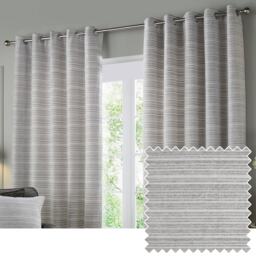 Paoletti Jupiter Chenille Jacquard Eyelet Curtain Pair Silver (W)168cmx (D)183cm Silver Silver One Size
