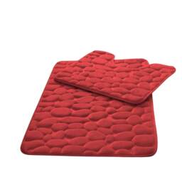 Memory Foam Pebbles Bath Mat Set Red