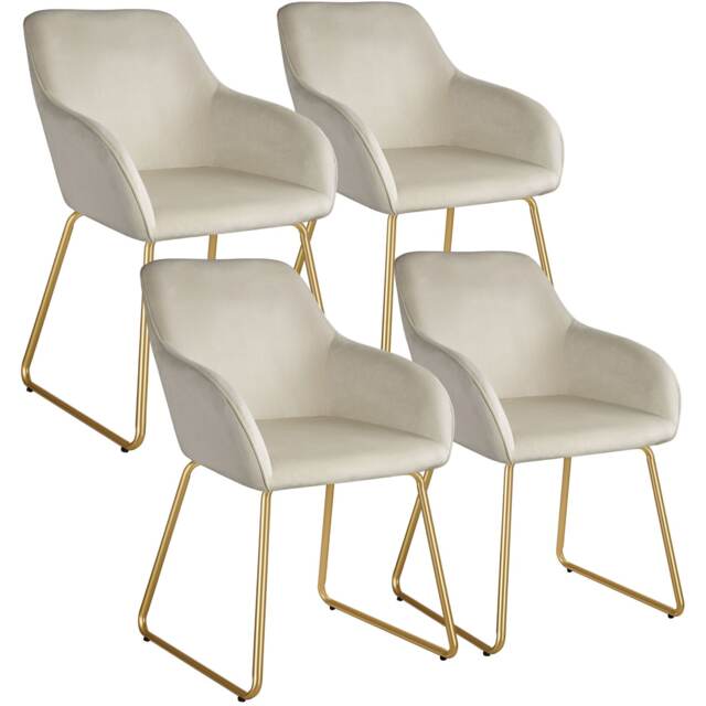 Dining Chair Jeane - velvet look, cantilever frame Cream velvet look cream/gold 4