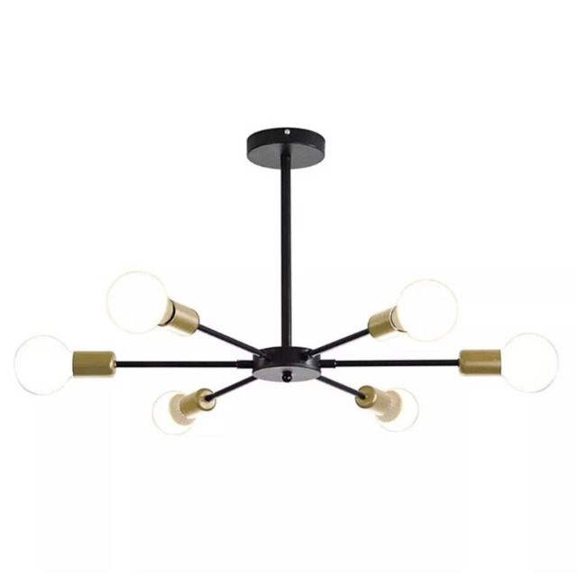 Ceiling Light Semi Flush Mount E27 Black and Gold Modern