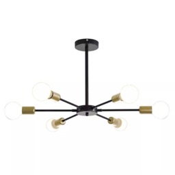 Ceiling Light Semi Flush Mount E27 Black and Gold Modern