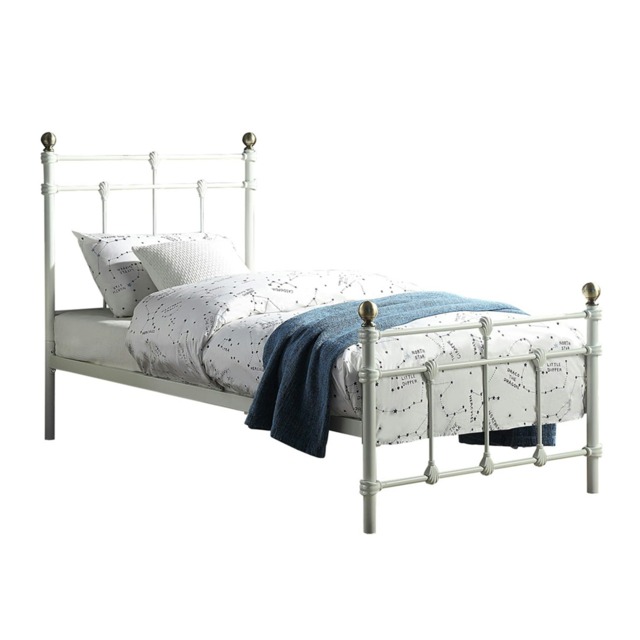 Bayford Traditional Vintage Style White Metal Bed Frame (Single) White White Single