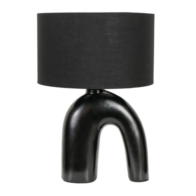ValueLights Lia Black Arch Ceramic Table Lamp Black Shade