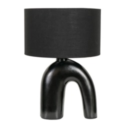 ValueLights Lia Black Arch Ceramic Table Lamp Black Shade