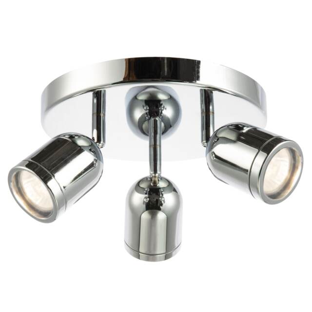 Modern Triple Spot IP44 Bathroom Chrome Ceiling Light with Adjustable Heads Chrome