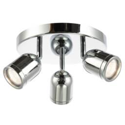 Modern Triple Spot IP44 Bathroom Chrome Ceiling Light with Adjustable Heads Chrome