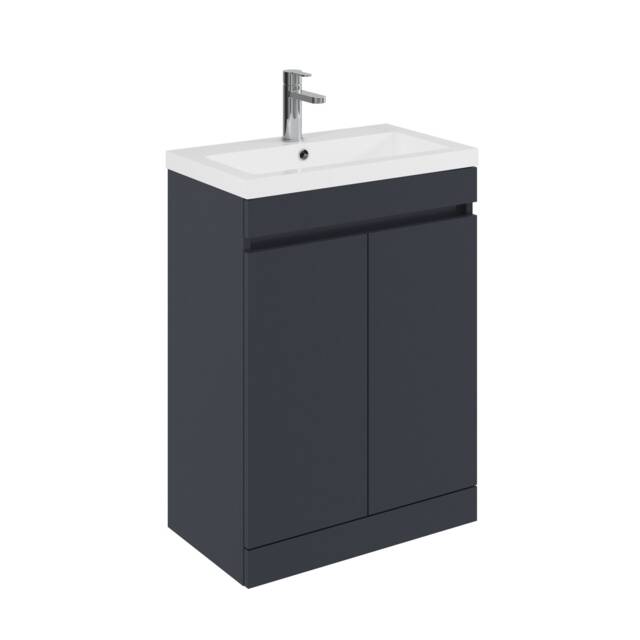 Balterley Floor Standing 2 Door Compact Unit with Polymarble Basin Grey 864 x 595 x 352mm