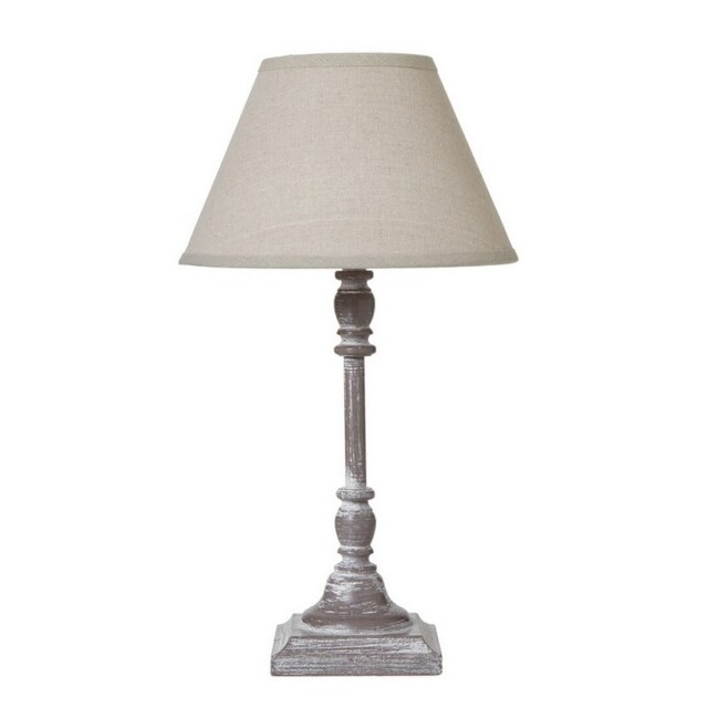 Antia Stem Flower Table Lamp with Linen Shade - Wood - L9 x W9 x H29 cm - White Brown