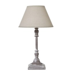 Antia Stem Flower Table Lamp with Linen Shade - Wood - L9 x W9 x H29 cm - White Brown