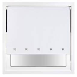 FURNISHED Blackout Roller Blinds with Chrome Square Eyelets and Metal Fittings White White (W) 240cm x (L) 210cm