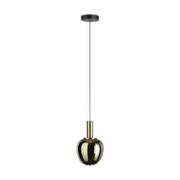 EGLO FRUITERA Pendant Light, Brushed Brass & Gold Vapourised Glass, Touchless Sensor Control, Tuneable White LED