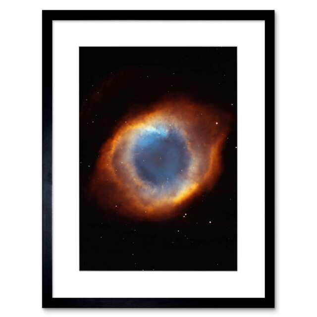 "Hubble Space Eye Of God Coil Shaped Helix Nebula 9x7"" Black Framed Wall Art Print"