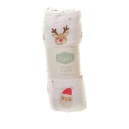 Ziggle Cotton Muslin Square - Christmas Reindeer & Santa