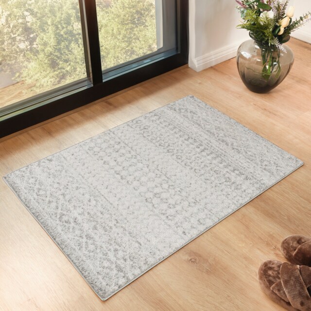 LIVABLISS Elaziz-Geometric Global Rug 80 x 150 cm Grey White