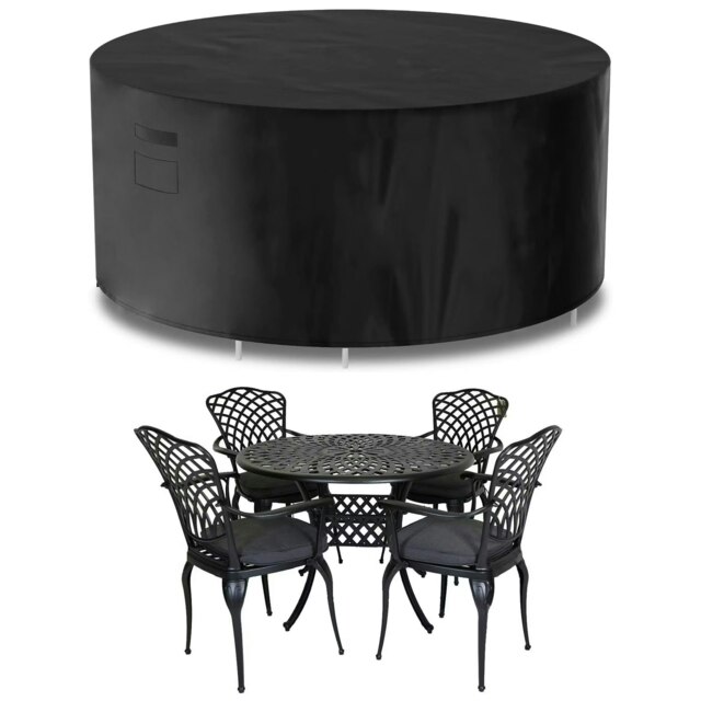 Futura Round 190x80cm Waterproof Garden Furniture Cover 420D Black Black 190x80cm 1