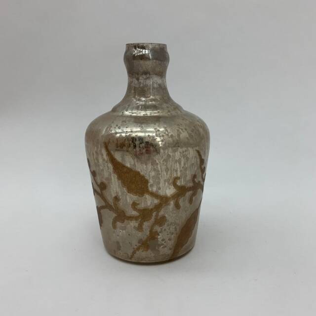 9 Inch Decorative Vase - Antique Silver Glass - L13 x W13 x H23 cm Grey