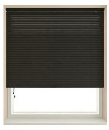 120cm Black 25mm Slat PVC Venetian Blind (152cm Drop) Black Black