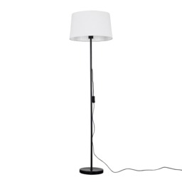 ValueLights Charlie Black Metal Floor Lamp White Doretta Shade