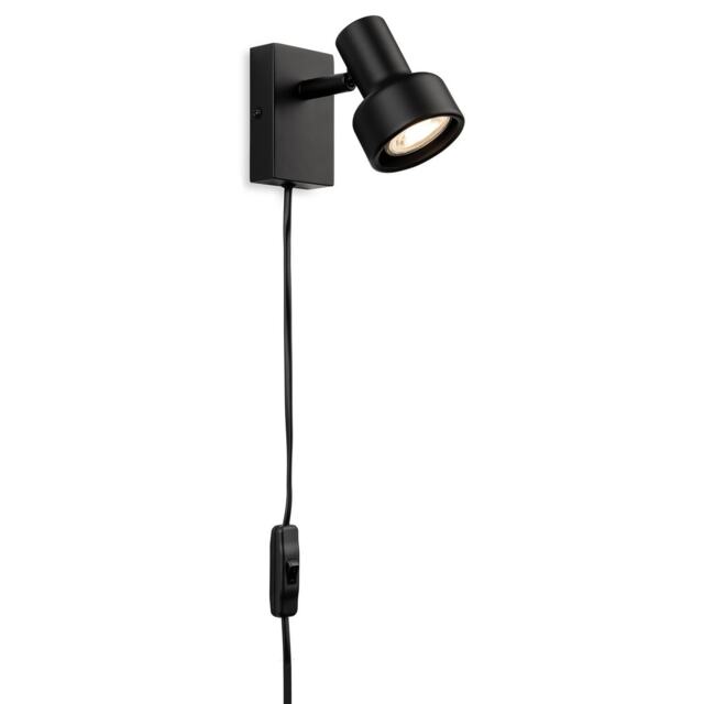 Firstlight Spotlight Plug-in Wall Light Switched Black 1xGU10