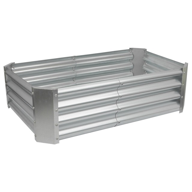 Harbour Housewares Raised Garden Bed - Silver Rectangular Bottomless Metal Raised Galvanised Steel Planter Box 120 x 60cm