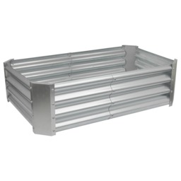 Harbour Housewares Raised Garden Bed - Silver Rectangular Bottomless Metal Raised Galvanised Steel Planter Box 120 x 60cm