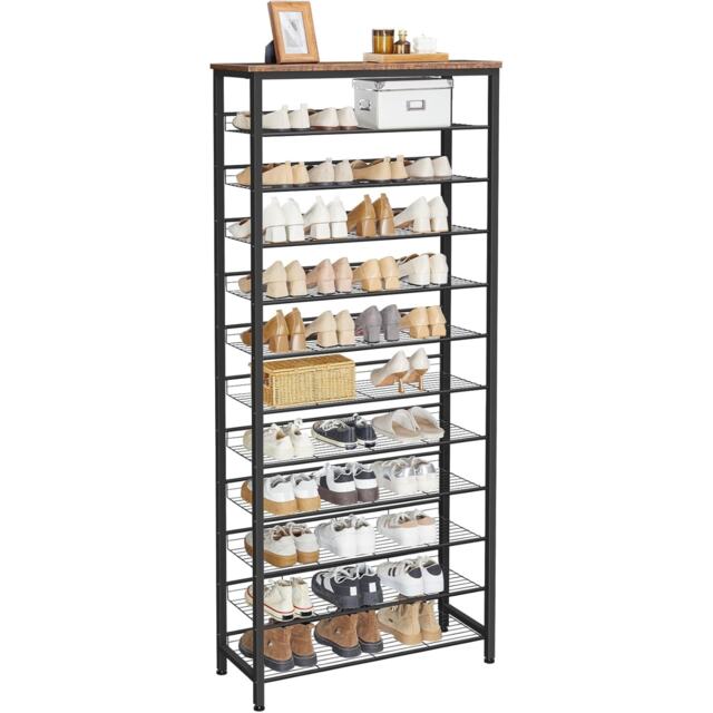 12-Tier Large Hallway Shoe Rack Storage Organiser With Mesh Shelves