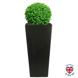 Tall Tapered Black Light Concrete Garden Planter H50.5 L24.5 W24.5 cm, 30 ltrs Cap.