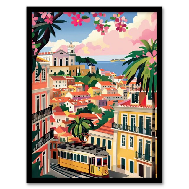 Cartagena Colombia Cityscape Travel Living Room Black Framed Wall Art Print A4