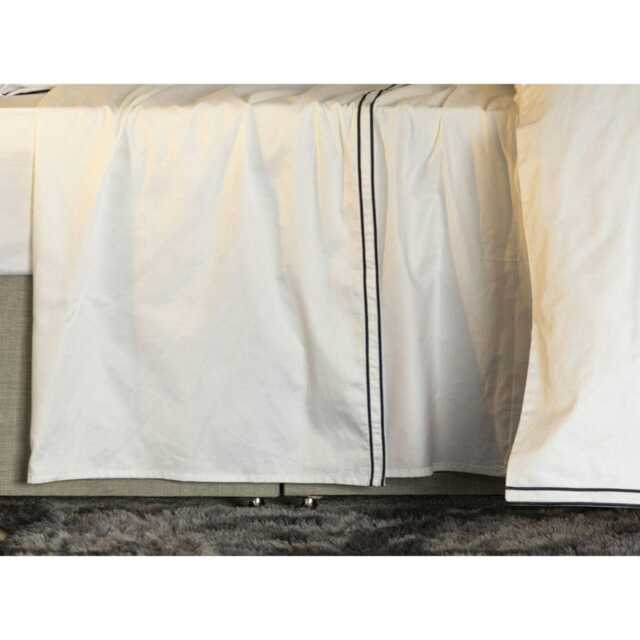 Belledorm Savoy Embroidered Detail Flat Sheet - Navy - King/Super King Blue King