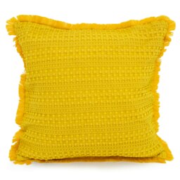Soft Waffle Fringe Edge Cushion - 45cm x 45cm Orange Ochre
