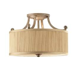 Abbey 3 Light Semi Flush Ceiling Light Silver Sand with Shade, E27