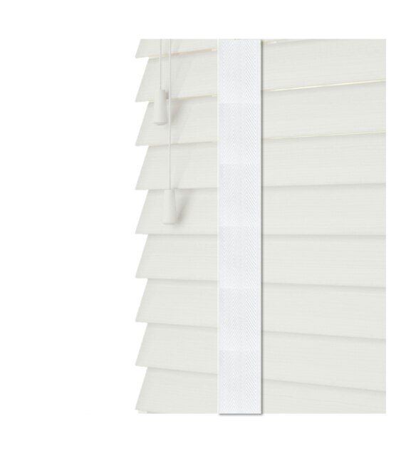 130cm Ultra White Faux Wood Venetian Blinds with Tapes (120cm Drop) White White