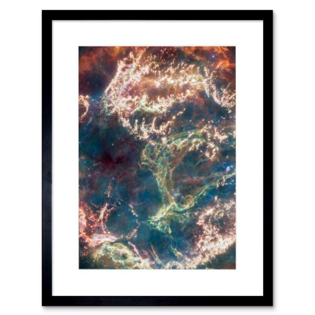"NASA James Webb Telescope Cassiopeia A Detail 9x7"" Black Framed Wall Art Print"