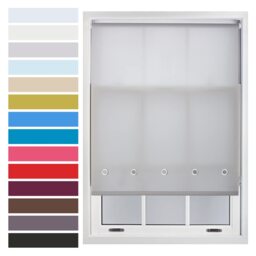 FURNISHED Roller Blinds with Chrome Round Eyelets and Metal Fittings Cut to Size Sheer Window Shade Grey Grey (W) 150cm x (L) 210cm