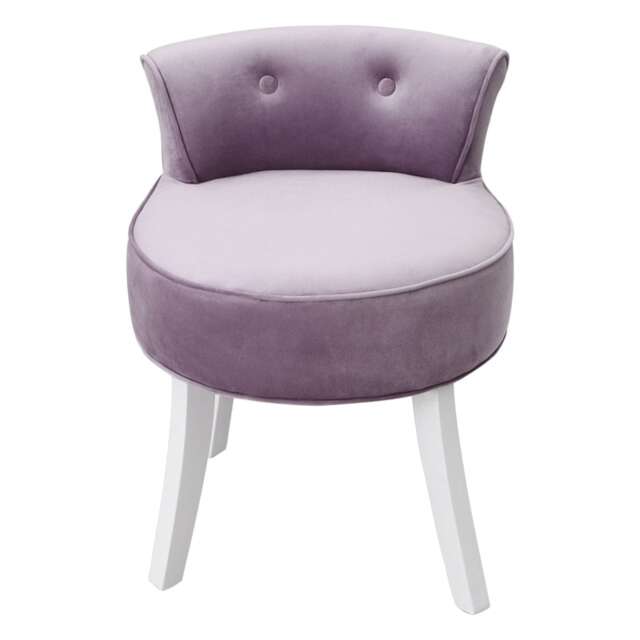 Living and Home Velvet Upholstered Dressing Table Stool - Purple