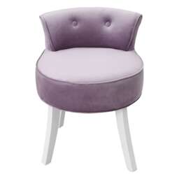 Living and Home Velvet Upholstered Dressing Table Stool - Purple