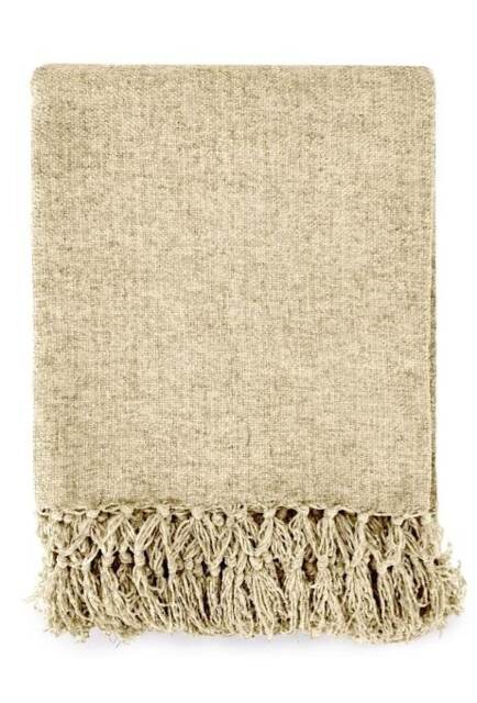 "Camilla Collection Chenille Throw in Natural (60"" x 80"") Brown Natural"