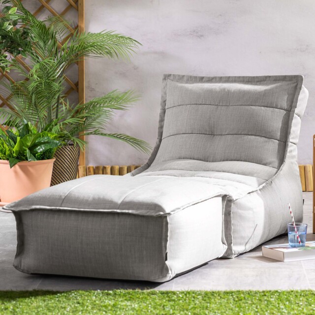 Dolce Indoor Outdoor Bean Bag Lounger and Footstool Grey Patio Chairs Grey Grey 1