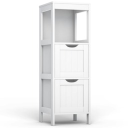 COSTWAY Bathroom Floor Cabinet Side Storage Organizer White 1