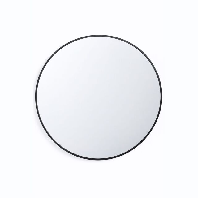 Neo 70cm Black Round Metal Frame Wall Mirror Float Glass HD Reflection Anti Rust Moisture Proof Wall Mounted Bathroom Bedroom Hallway Living Room Vanity Black Black