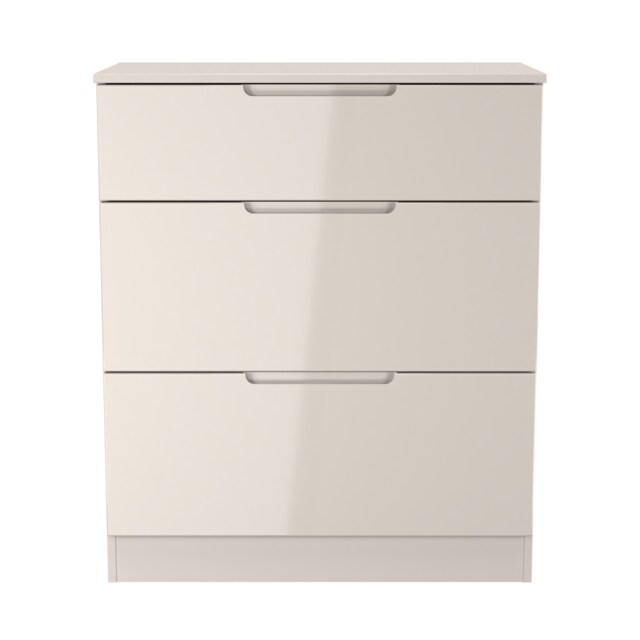 Lucca 3 Drawer Deep Chest of Drawers in Kashmir Gloss & Kashmir (Ready Assembled) Cream Kashmir Gloss & Kashmir