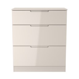 Lucca 3 Drawer Deep Chest of Drawers in Kashmir Gloss & Kashmir (Ready Assembled) Cream Kashmir Gloss & Kashmir
