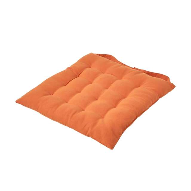 Homescapes Seat Pad Luxury Cotton Indoor Outdoor Garden Dining Cushion Burnt Orange 40 x 40 cm 1