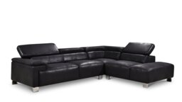 Faux Leather Black Suede Right Hand Facing Corner Sofa LIVORNO