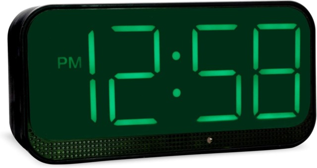 Acctim Silas LED Wireless Alarm Clock, 2-inch Display with Adjustable Volume and Brightness Black Black/Green