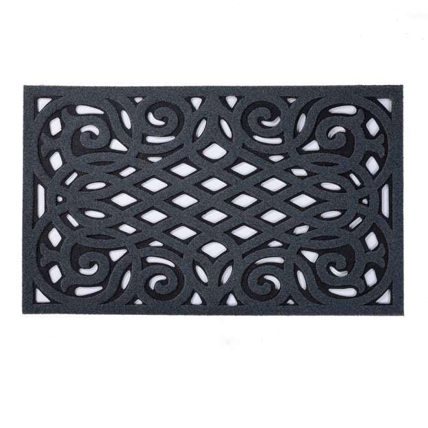Nicoman Victorian Style Rubber Outdoor Door Mat Grey 75 x 44cm