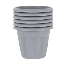 Wham Vista 6 x 25cm Round Plastic Garden Planters Grey Upcycle Grey