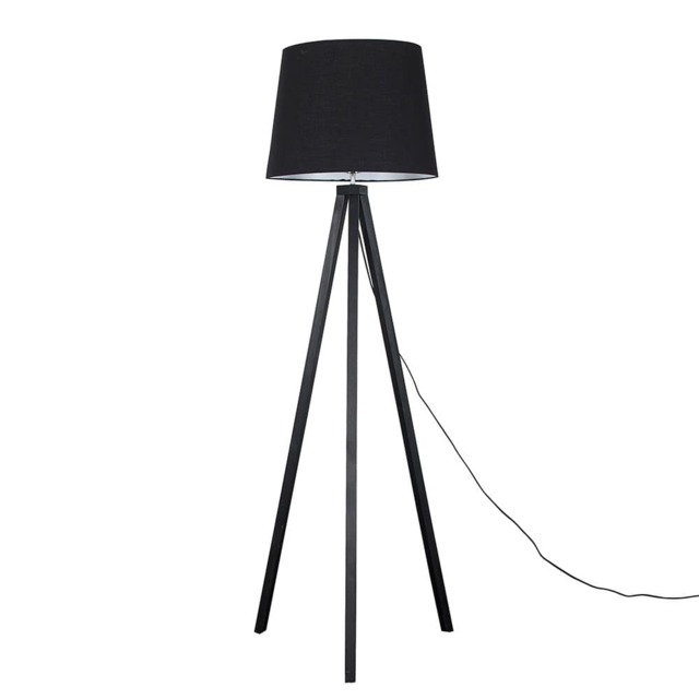 ValueLights Barbro Black Tripod Floor Lamp Black Taper Shade and Bulb
