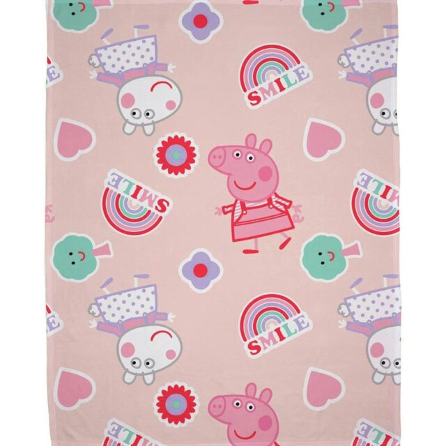 Peppa Pig Fleece Icon Blanket - Pink/White - 150cm x 100cm Pink